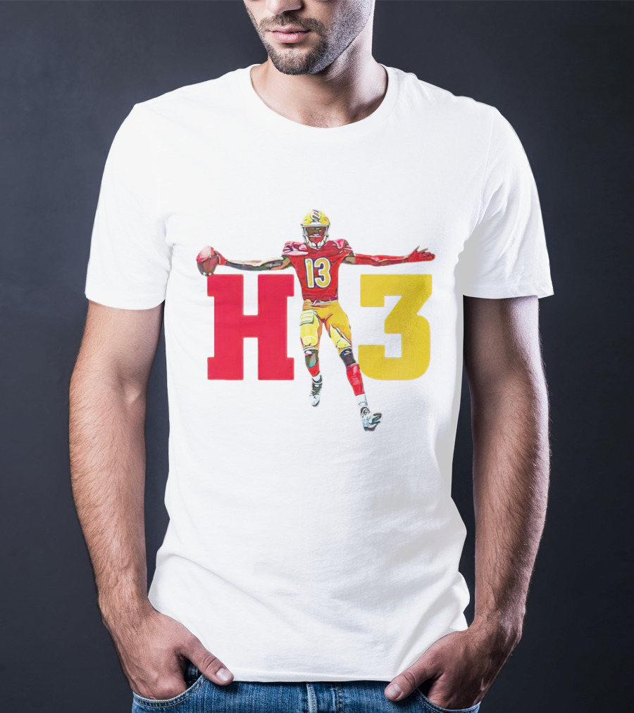 Maurice Alexander HT3 Football Player In Red And Yellow Uniform With Football T-Shirt