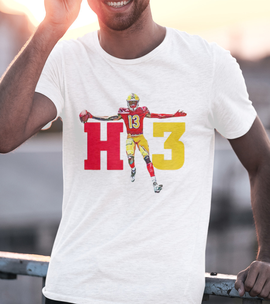 Maurice Alexander HT3 Football Player In Red And Yellow Uniform With Football T-Shirt