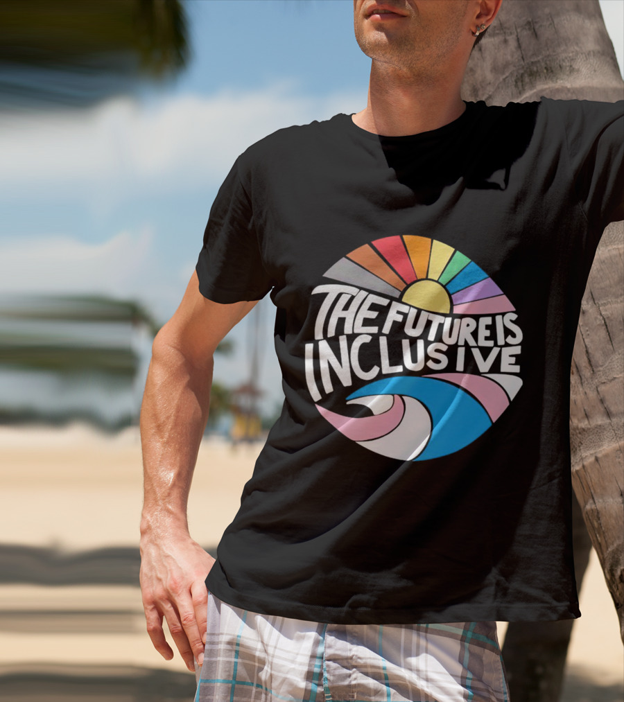 The Future Is Inclusive Rainbow Pride Wave Sunburst T-Shirt