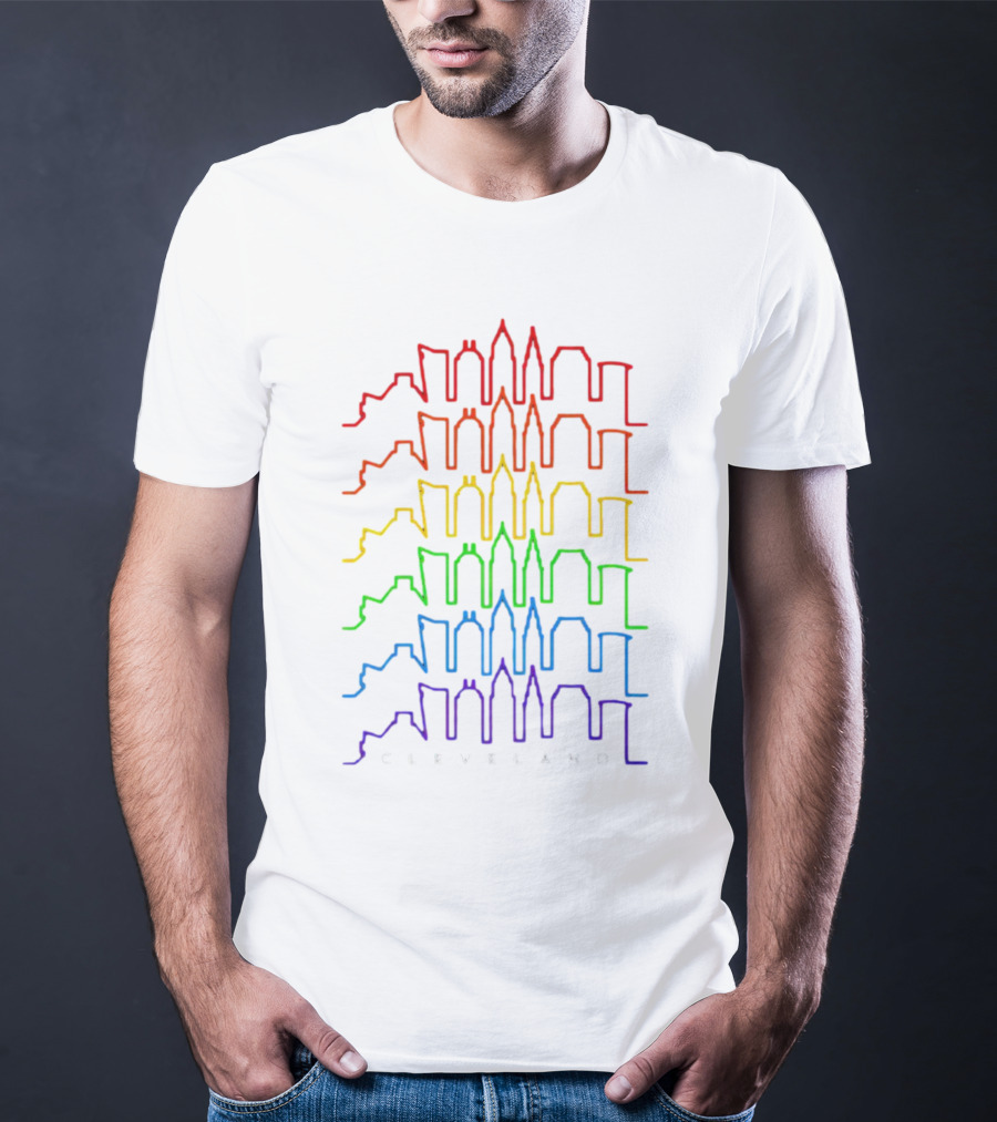 Cleveland Skyline Rainbow Colors T-Shirt