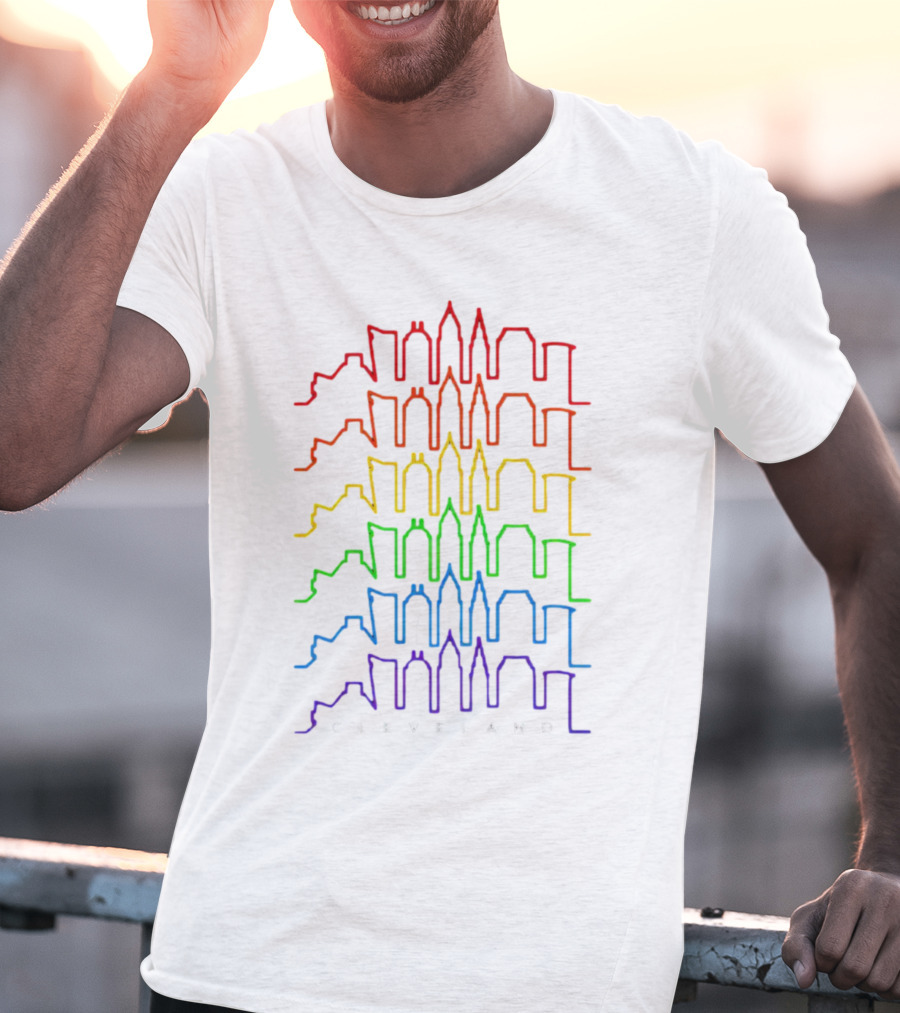 Cleveland Skyline Rainbow Colors T-Shirt