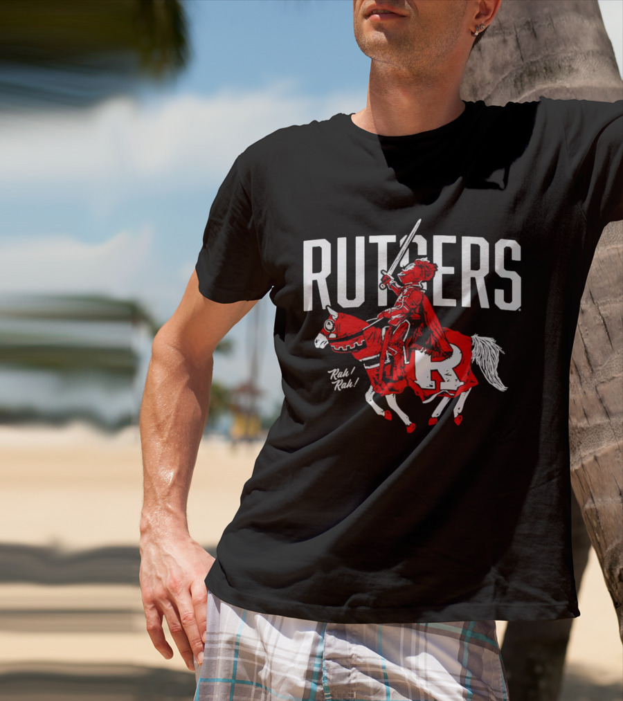 Rutgers Knights Rah Rah Iconic Sword-Wielding Mascot On Horseback T-Shirt