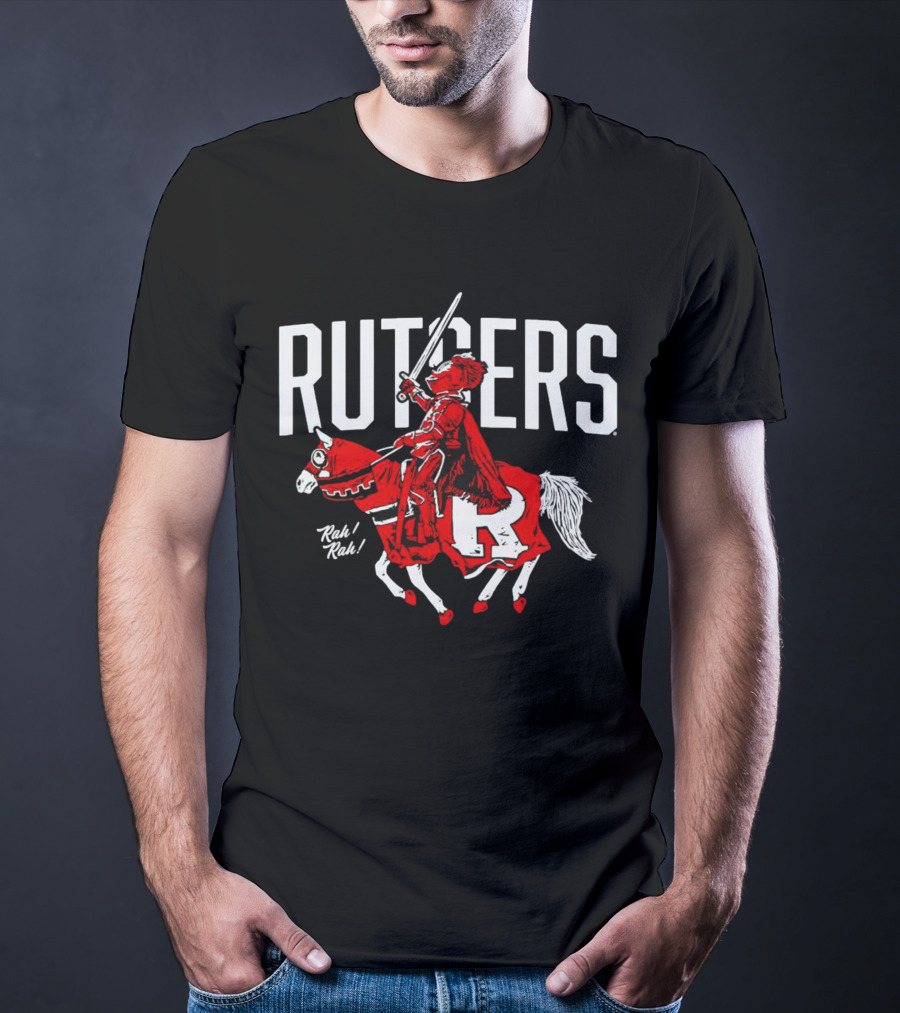 Rutgers Knights Rah Rah Iconic Sword-Wielding Mascot On Horseback T-Shirt