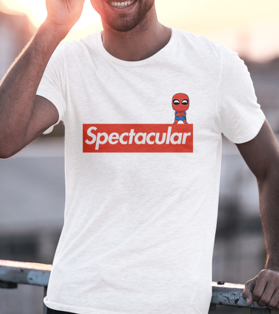 Spectacular Spider-Man Comic Look With Iconic Red Block T-Shirt