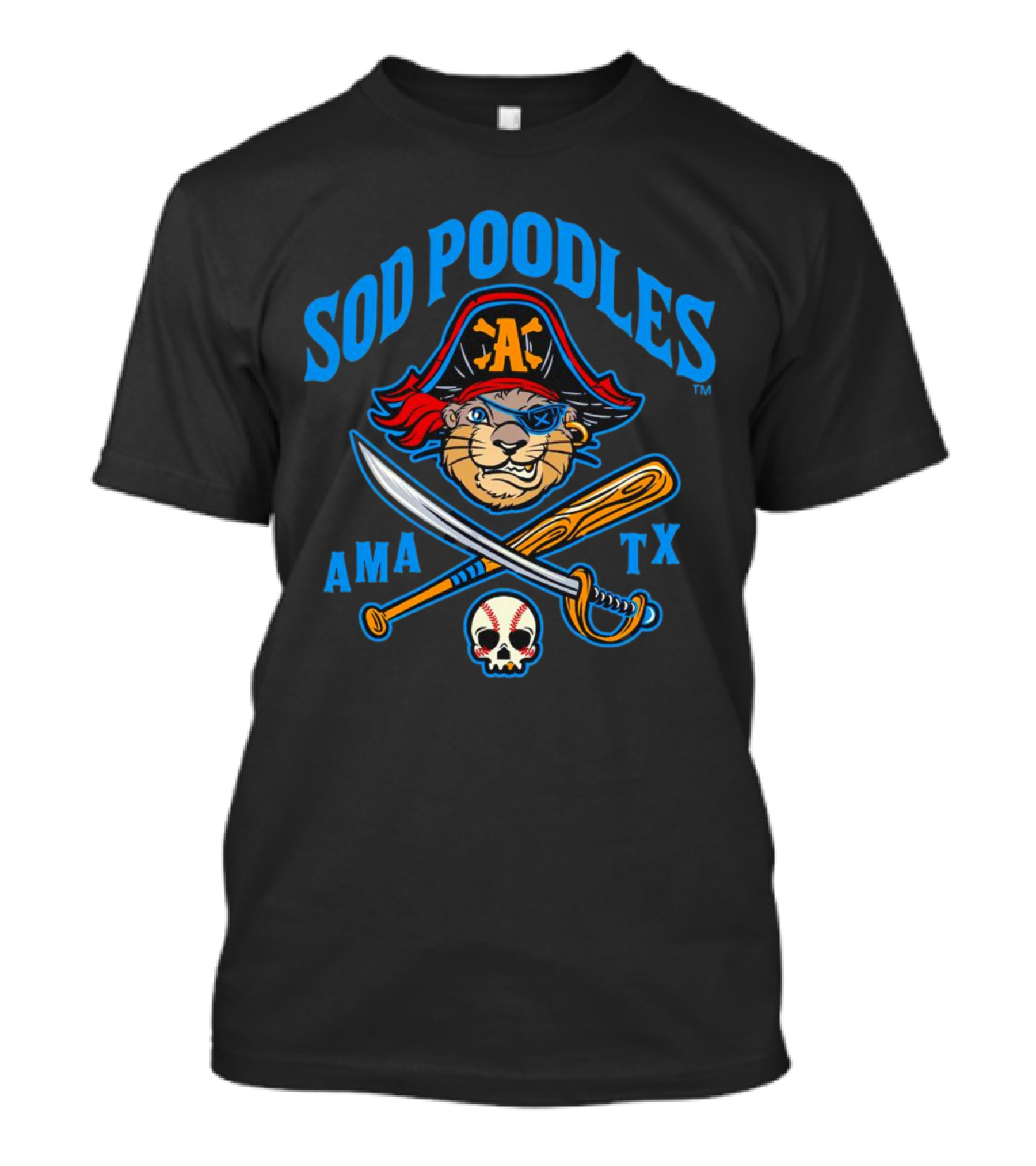 Amarillo Sod Poodles Pirate AMA TX T-Shirt