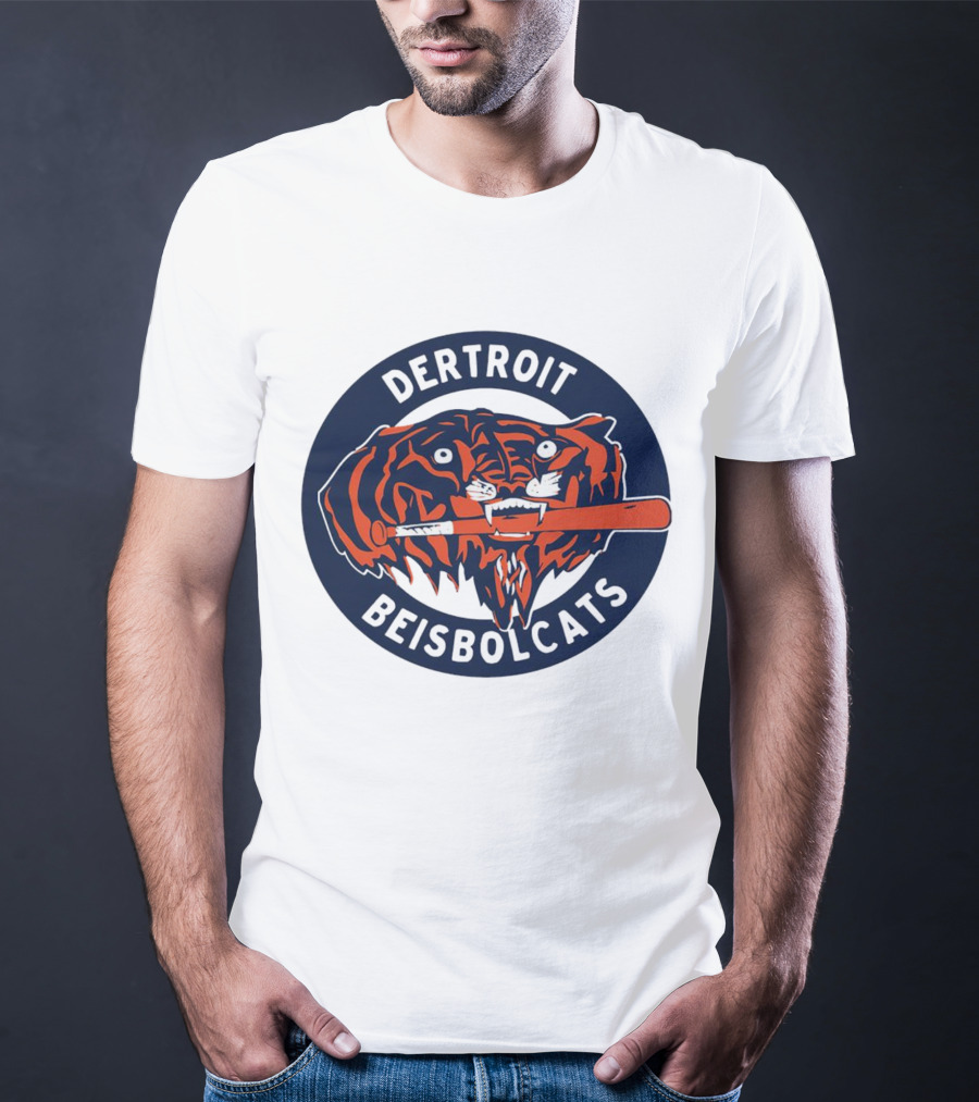 Dertroit Beisbolcats Tiger Logo With Baseball Bat T-Shirt