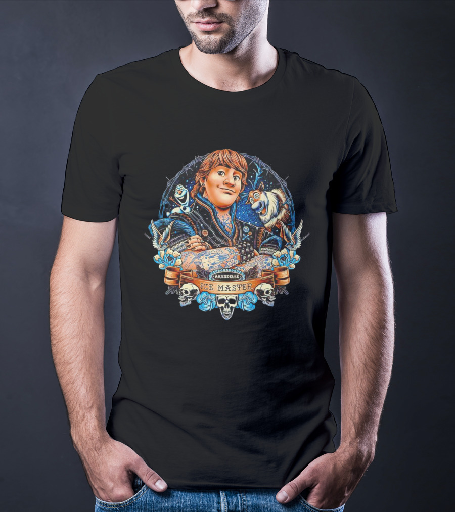 Arendelle Ice Master With Olaf And Sven Skulls And Roses Tattoo T-Shirt