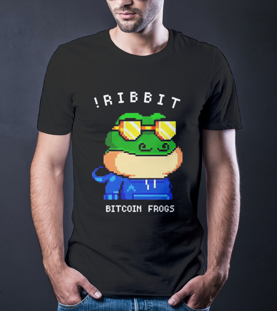 Ribbit Bitcoin Frogs Pixel Art Frog With Sunglasses T-Shirt