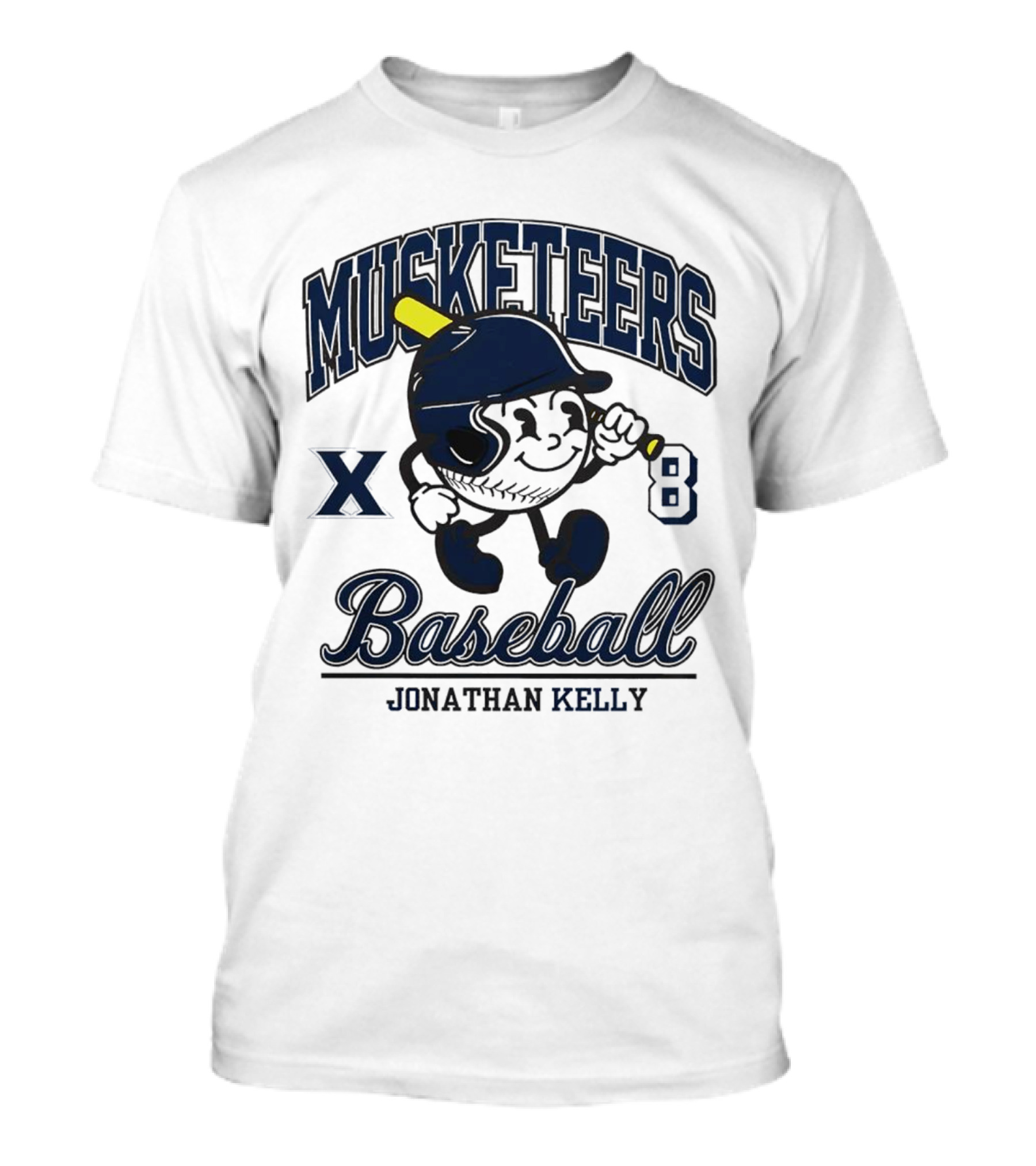 Musketeers Baseball Xavier X 8 Jonathan Kelly Shersey T-Shirt