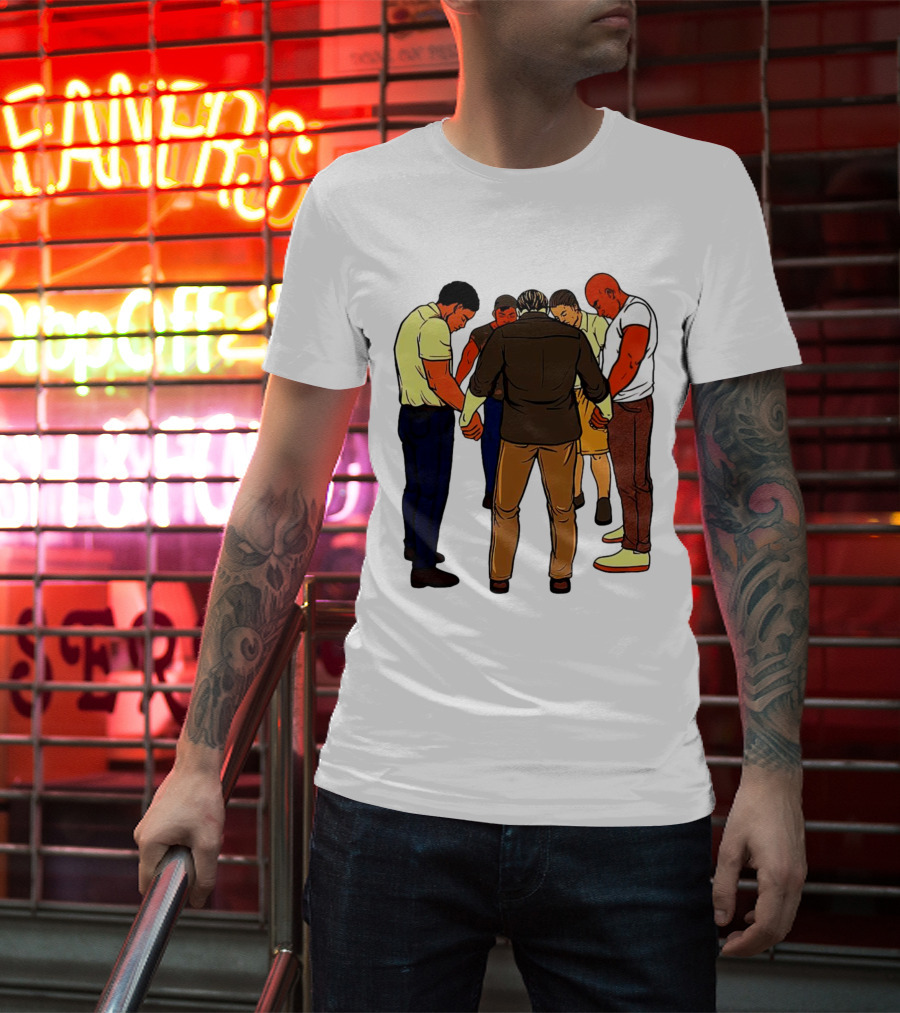 Black Men Praying In Circle Together T-Shirt