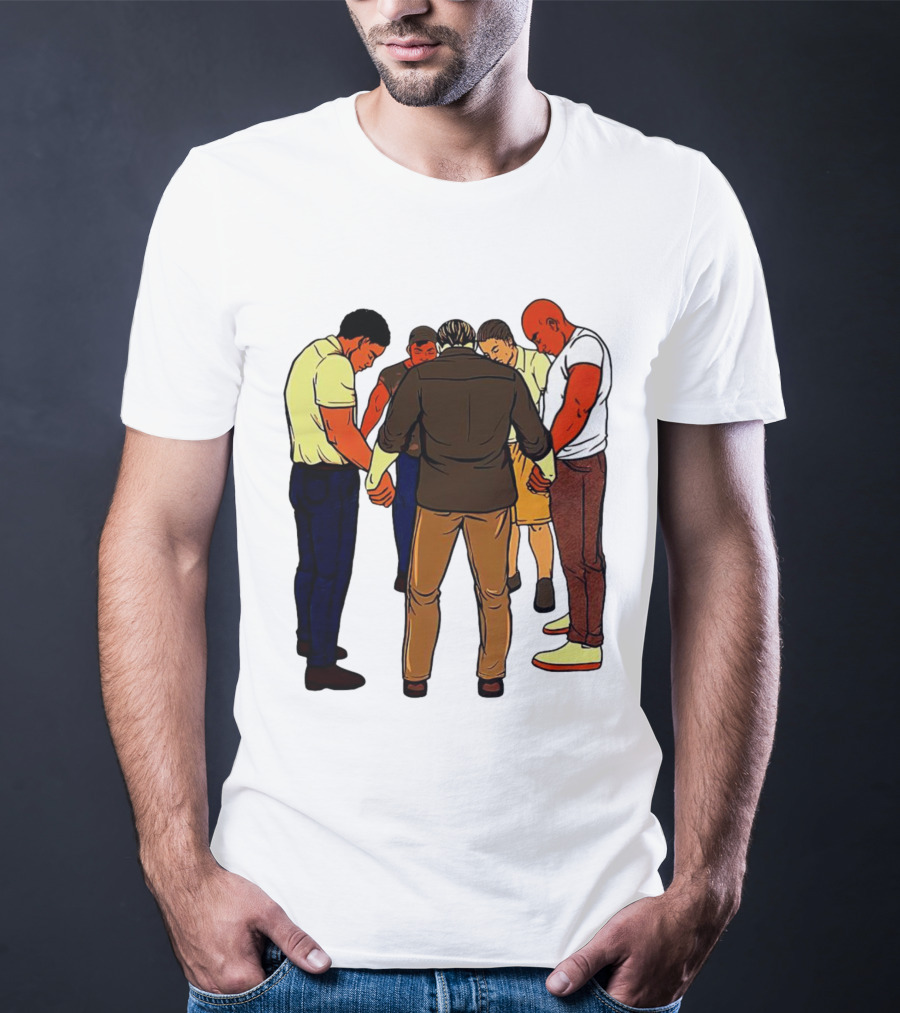 Black Men Praying In Circle Together T-Shirt