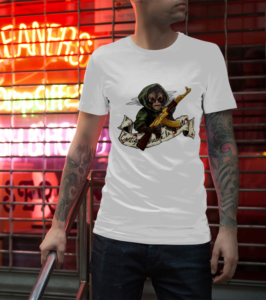 El Changuito Contigo Hasta La Muerte Monkey With AK-47 T-Shirt