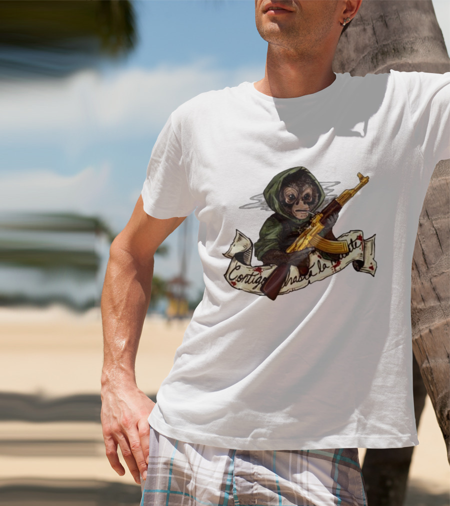 El Changuito Contigo Hasta La Muerte Monkey With AK-47 T-Shirt