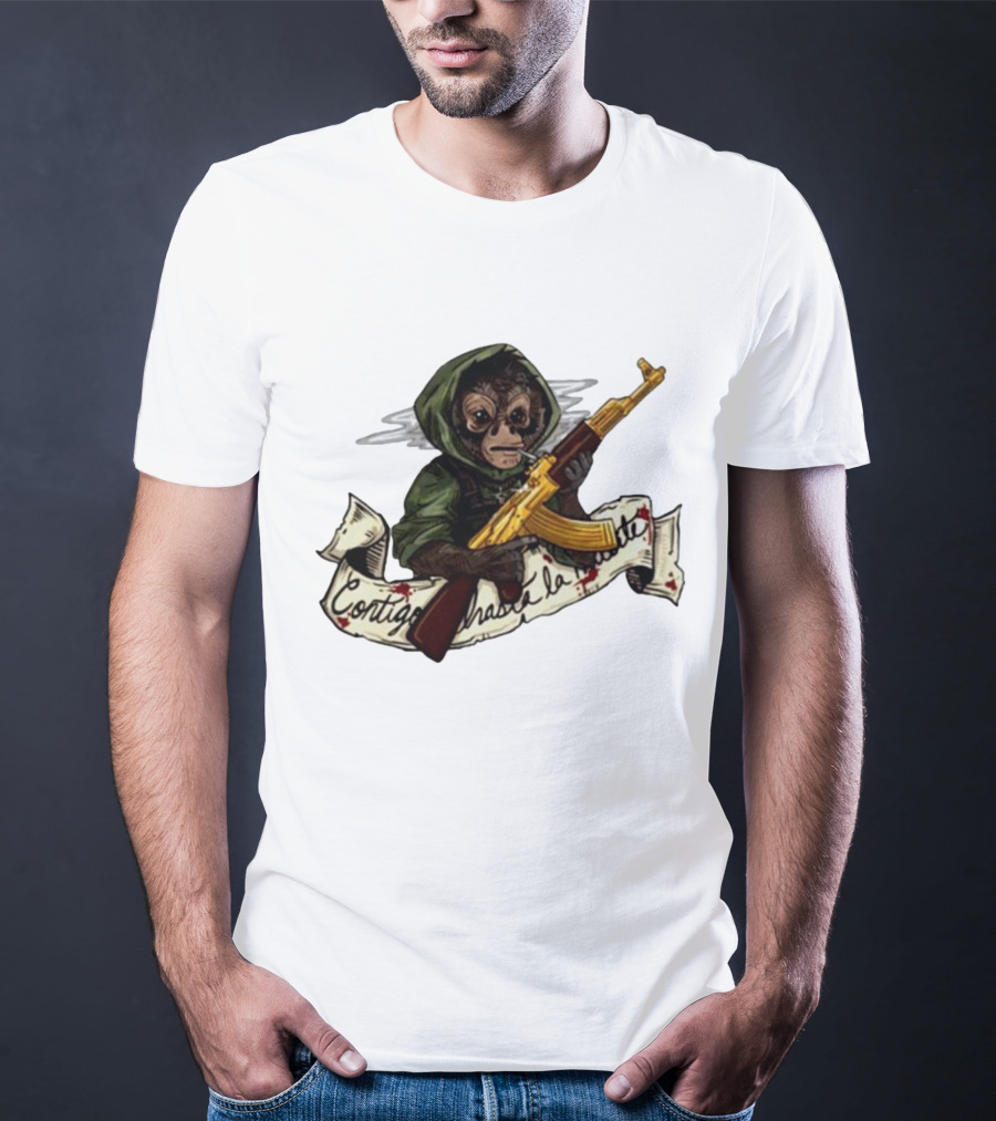 El Changuito Contigo Hasta La Muerte Monkey With AK-47 T-Shirt