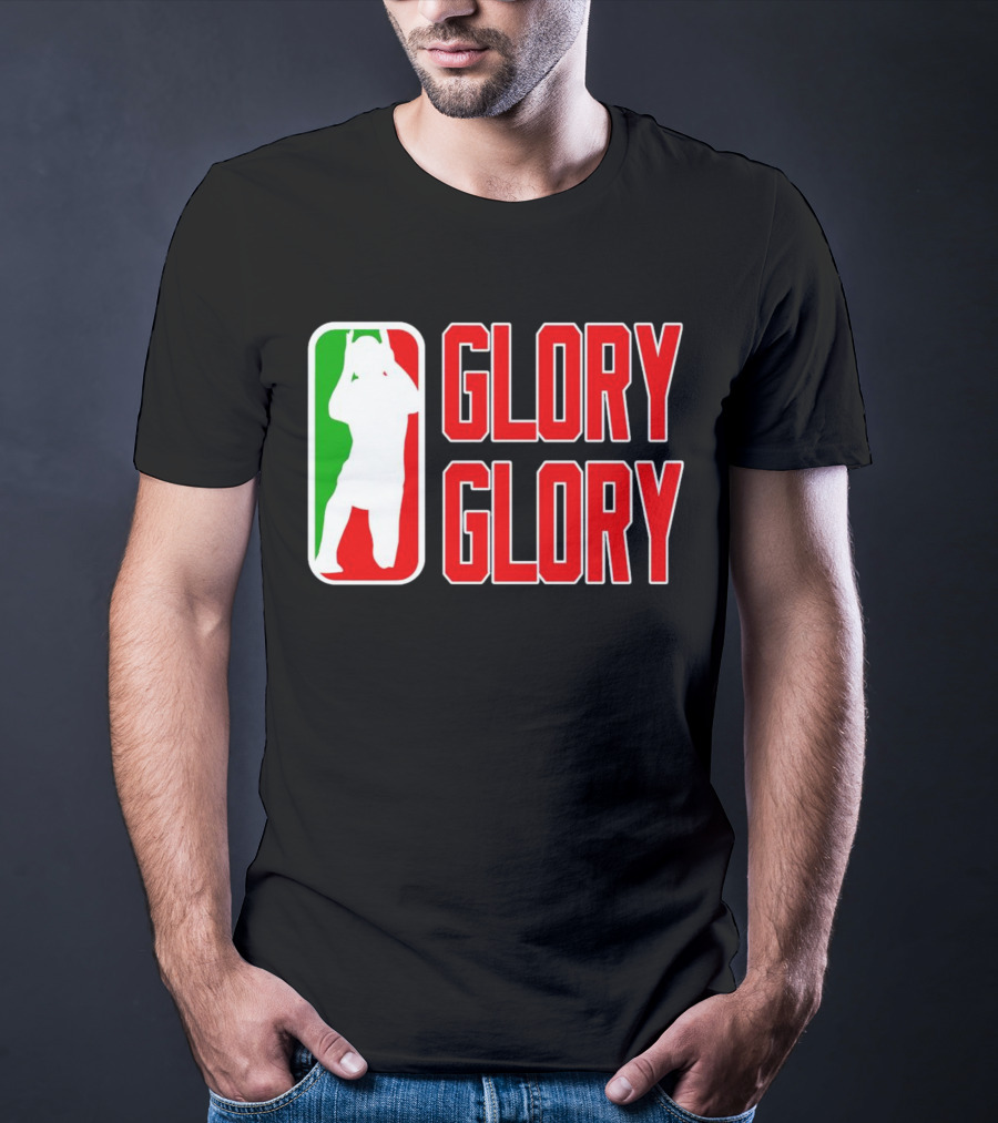 GLORY GLORY Soccer Trophy Celebration Silhouette Mexican Flag Colors T-Shirt