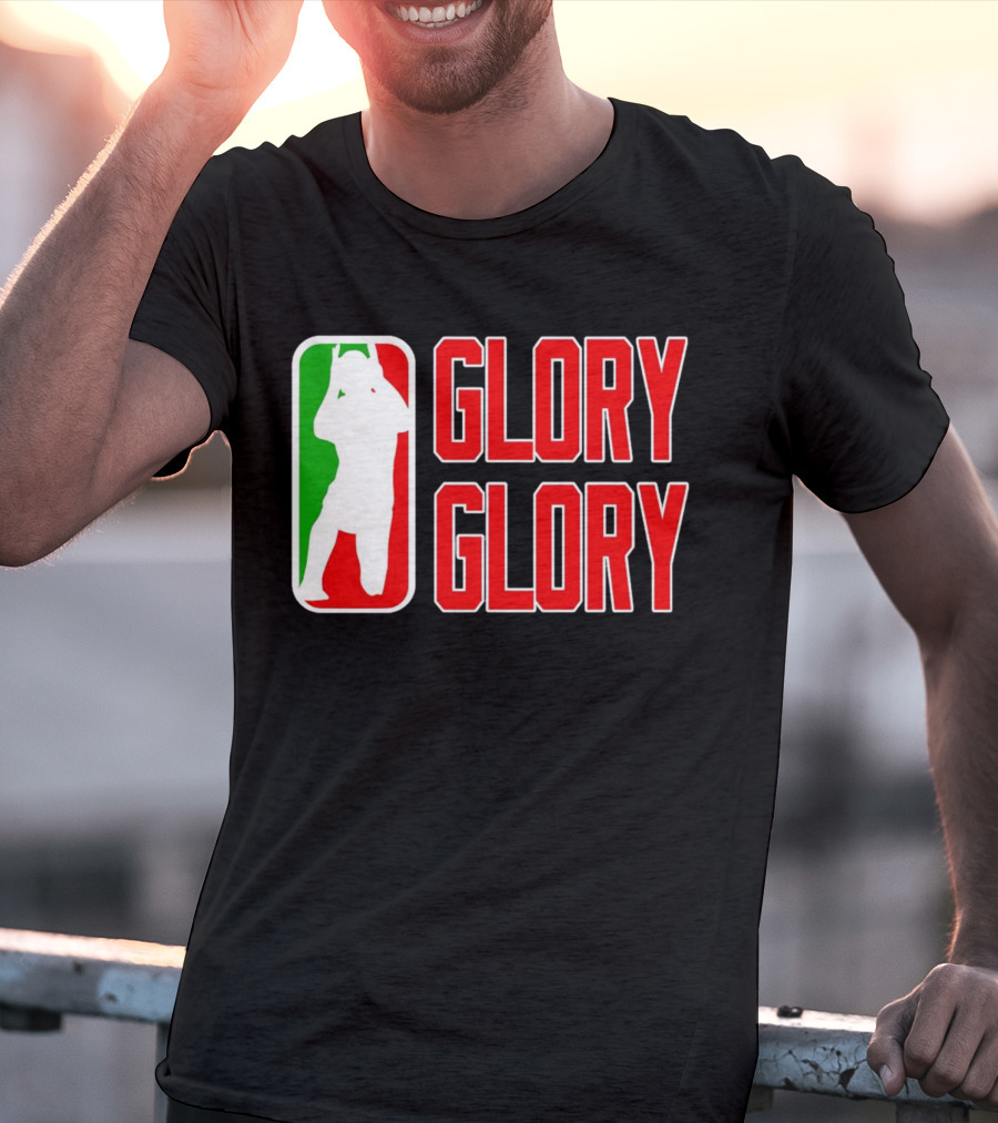 GLORY GLORY Soccer Trophy Celebration Silhouette Mexican Flag Colors T-Shirt