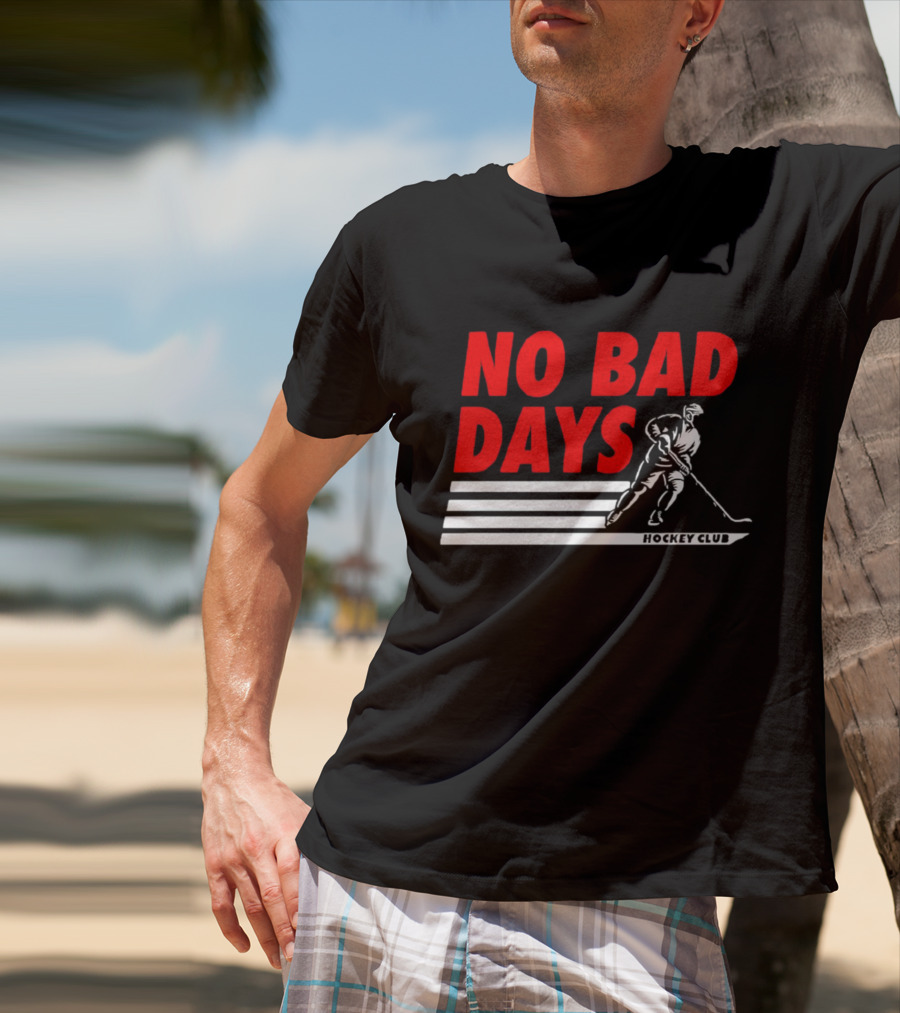 No Bad Days Hockey Club Skater Stripe Motif T-Shirt
