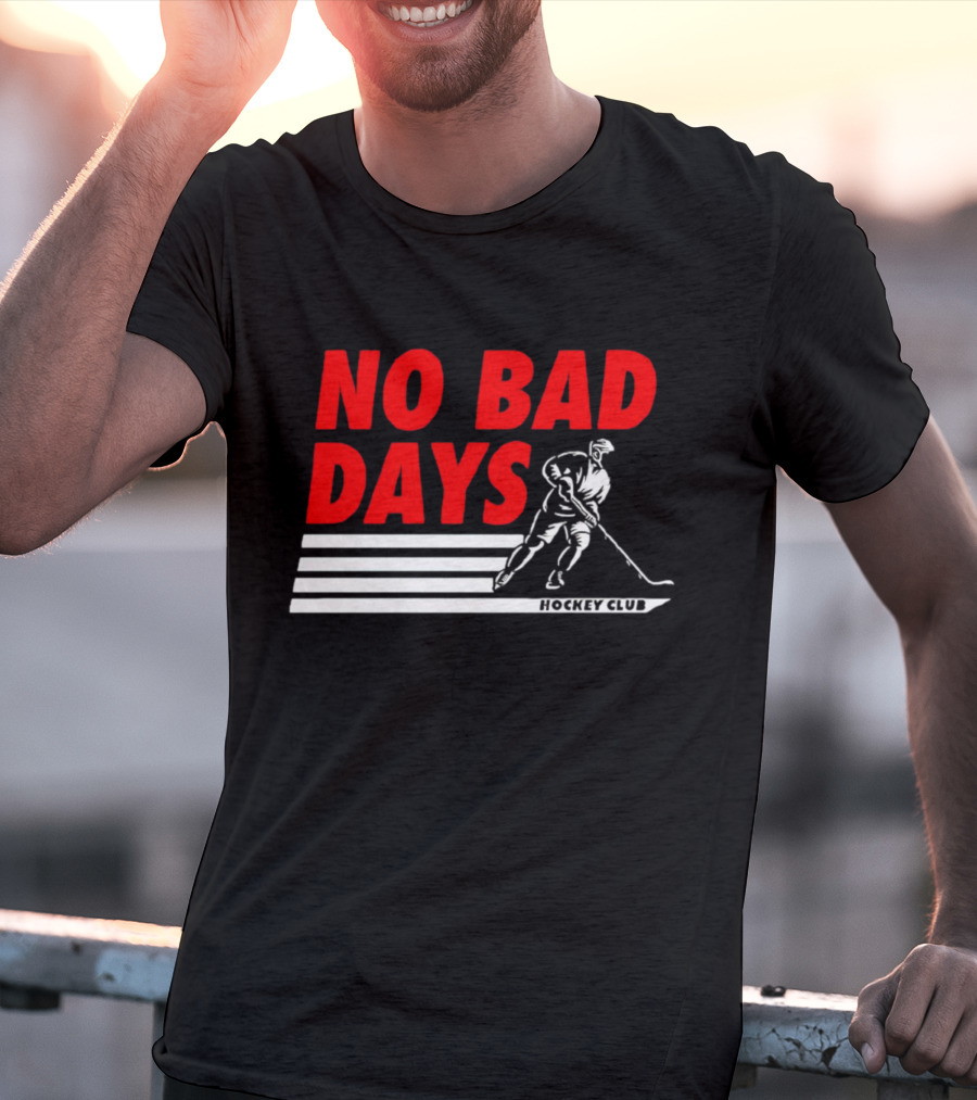 No Bad Days Hockey Club Skater Stripe Motif T-Shirt