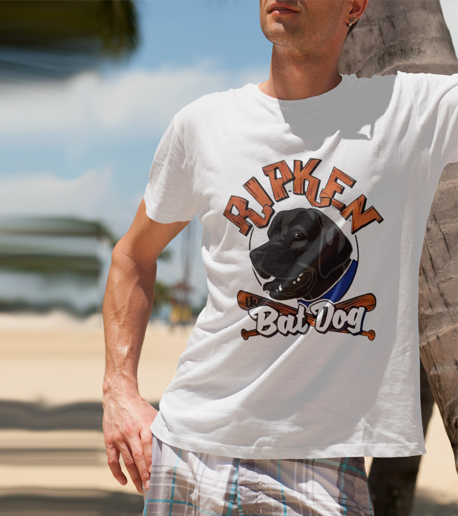 Ripken Bat Dog Baseball Themed Canine Mascot T-Shirt