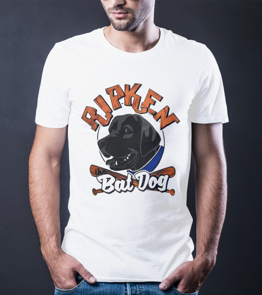 Ripken Bat Dog Baseball Themed Canine Mascot T-Shirt