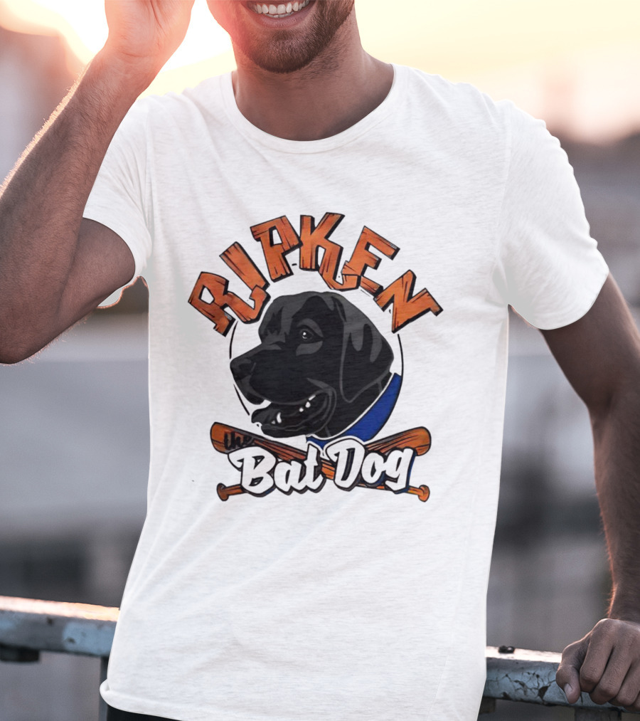 Ripken Bat Dog Baseball Themed Canine Mascot T-Shirt