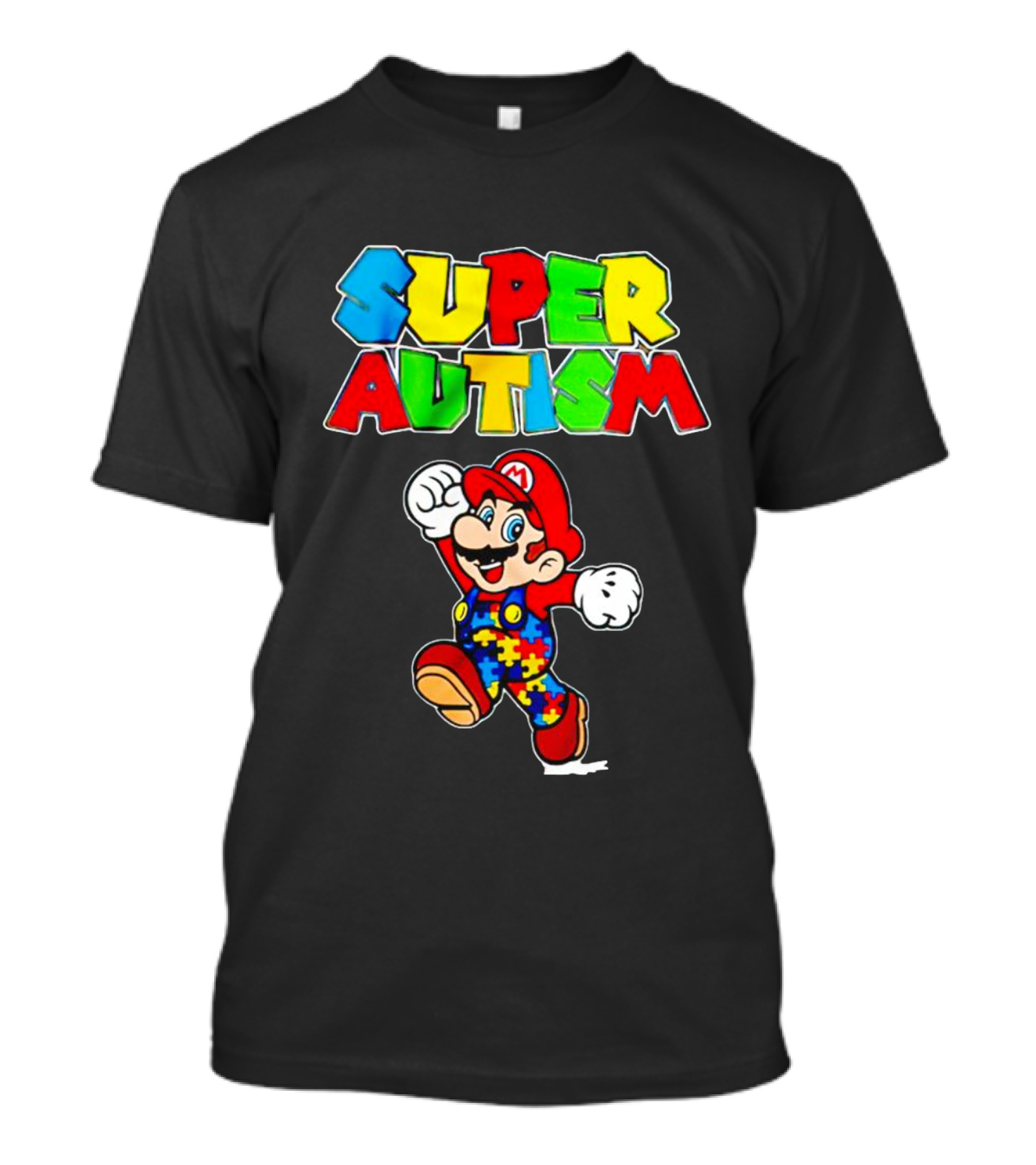 Super Autism Mario Puzzle Piece Overalls Iconic Character T-Shirt