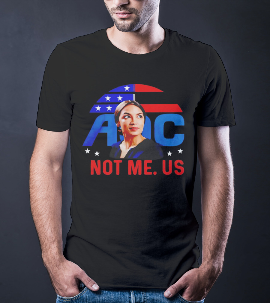 AOC Not Me Us American Flag Motif T-Shirt