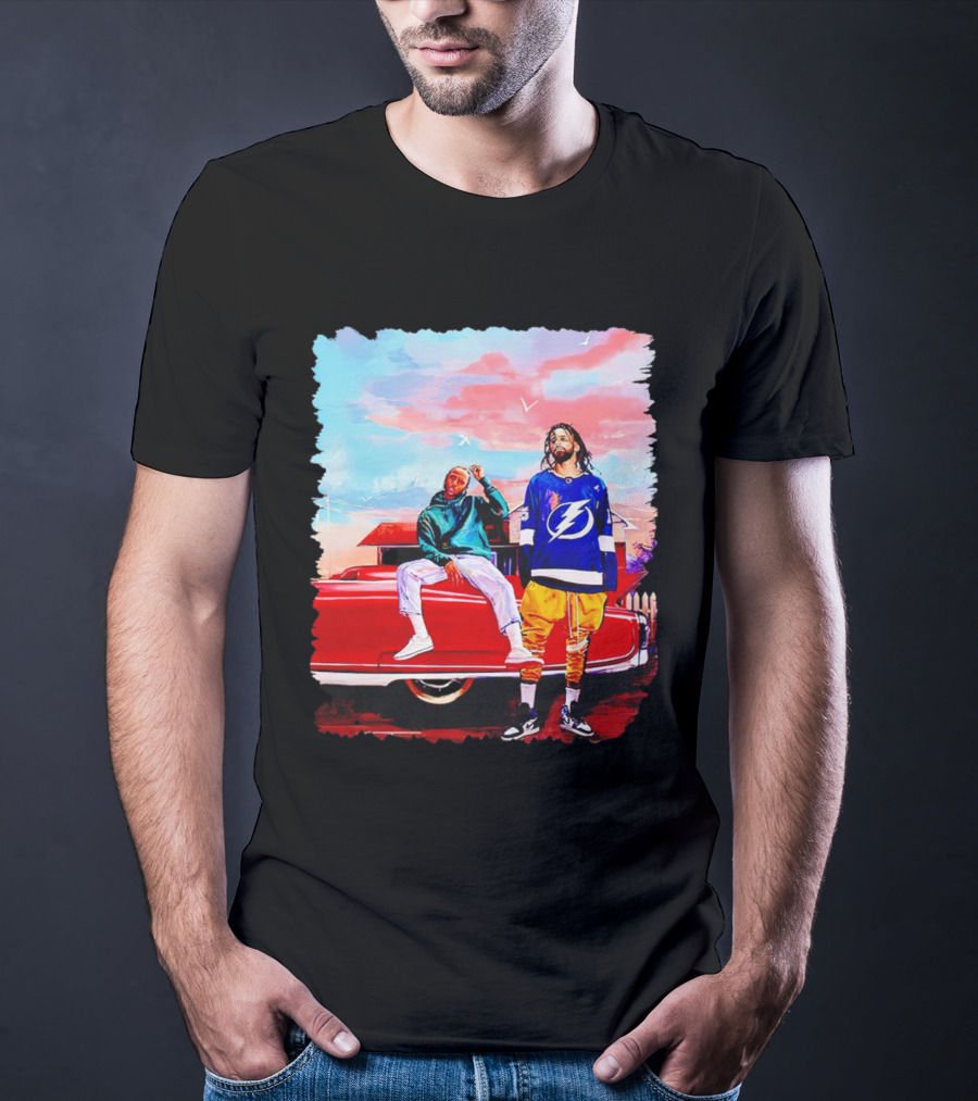 J Cole And Kendrick Lamar Concert With Retro Car And Tampa Bay Lightning Jersey T-Shirt