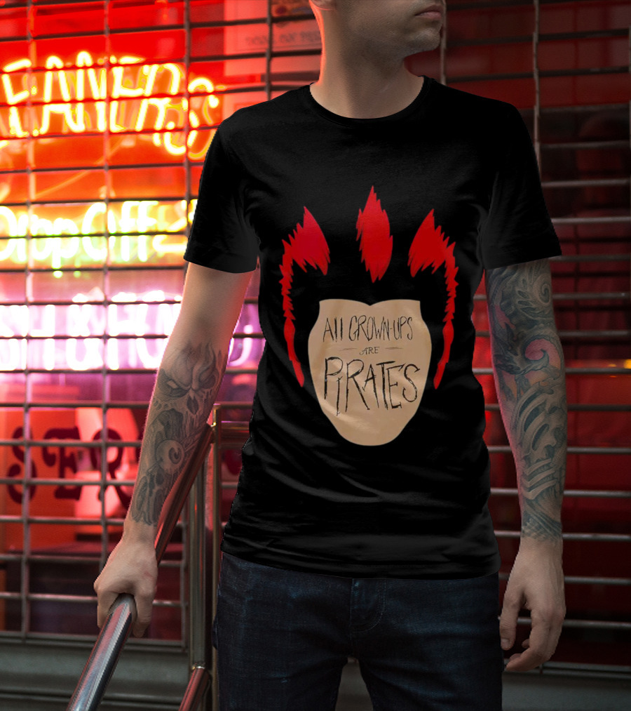 All Grown Ups Are Pirates Red Hair Patch T-Shirt