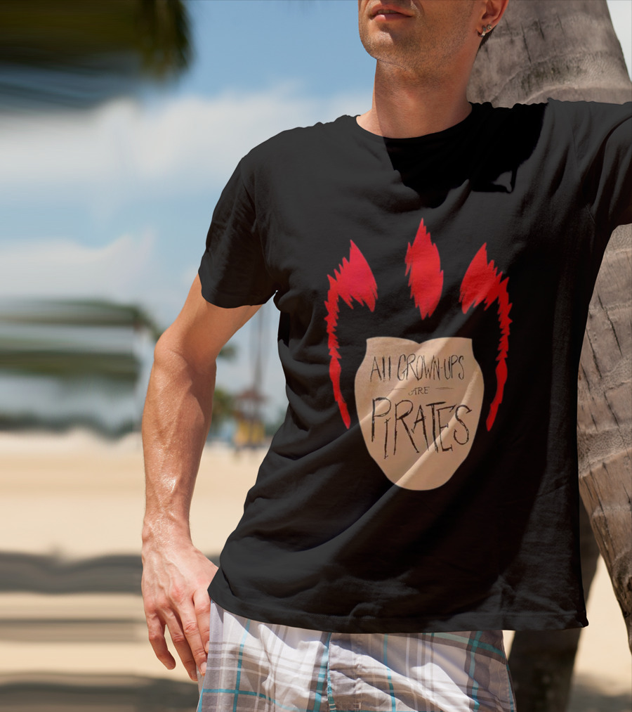 All Grown Ups Are Pirates Red Hair Patch T-Shirt