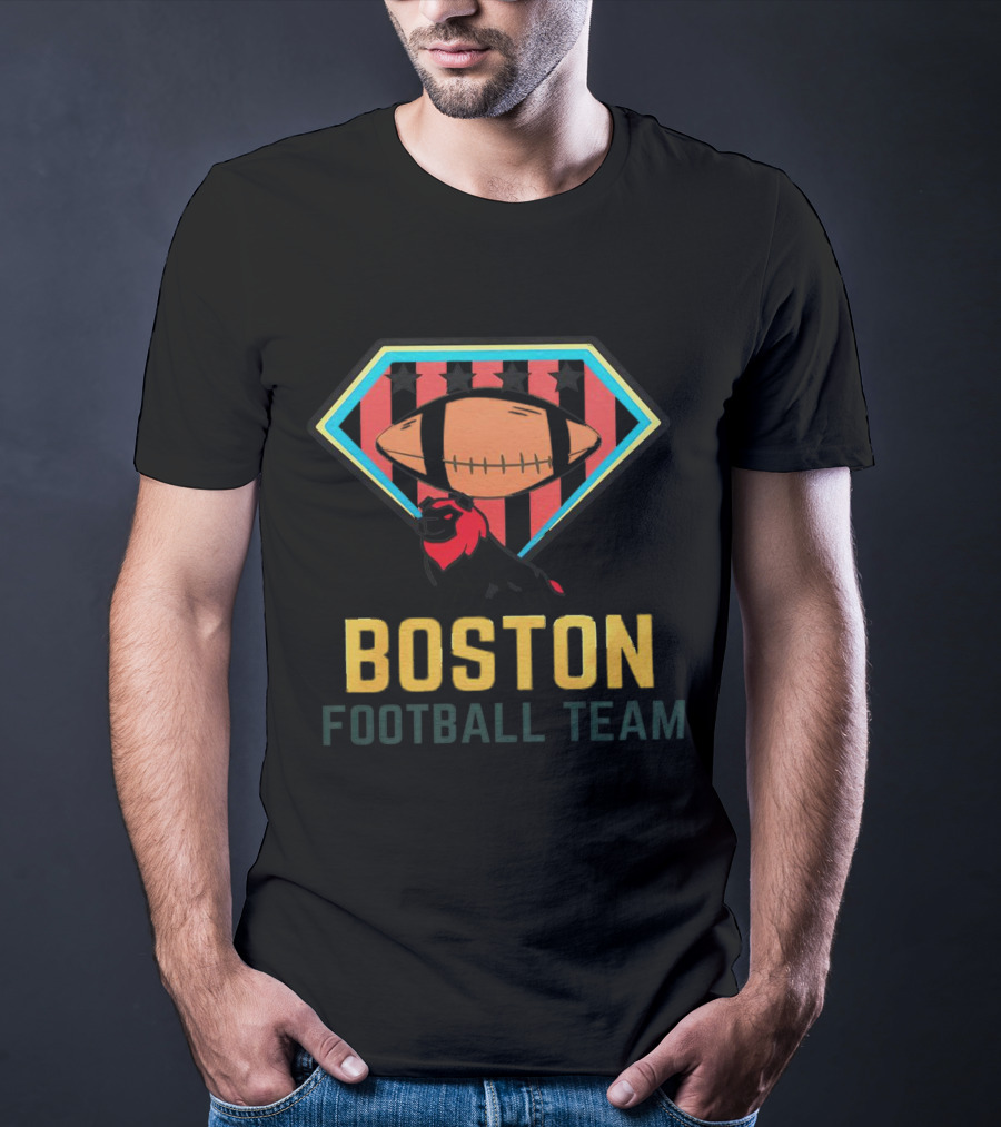 Boston Football Team Lion Emblem With Starry Shield T-Shirt