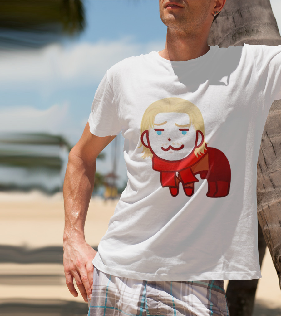 Ocelot Creature Blonde Character In Red Scarf And Outift T-Shirt