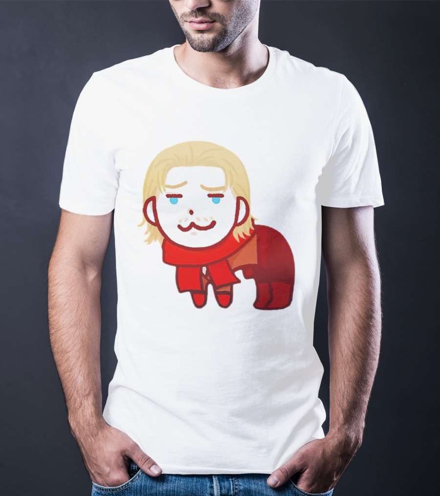 Ocelot Creature Blonde Character In Red Scarf And Outift T-Shirt