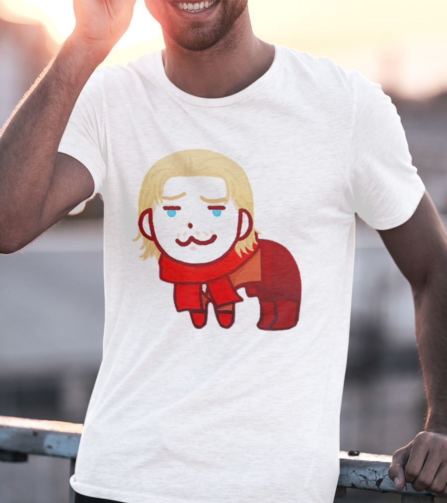 Ocelot Creature Blonde Character In Red Scarf And Outift T-Shirt