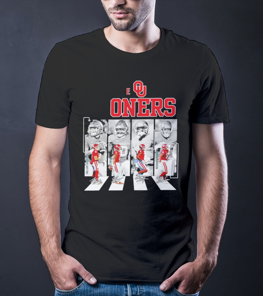 Oklahoma Sooners Football Abbey Road Dillon Gabriel Signatures T-Shirt