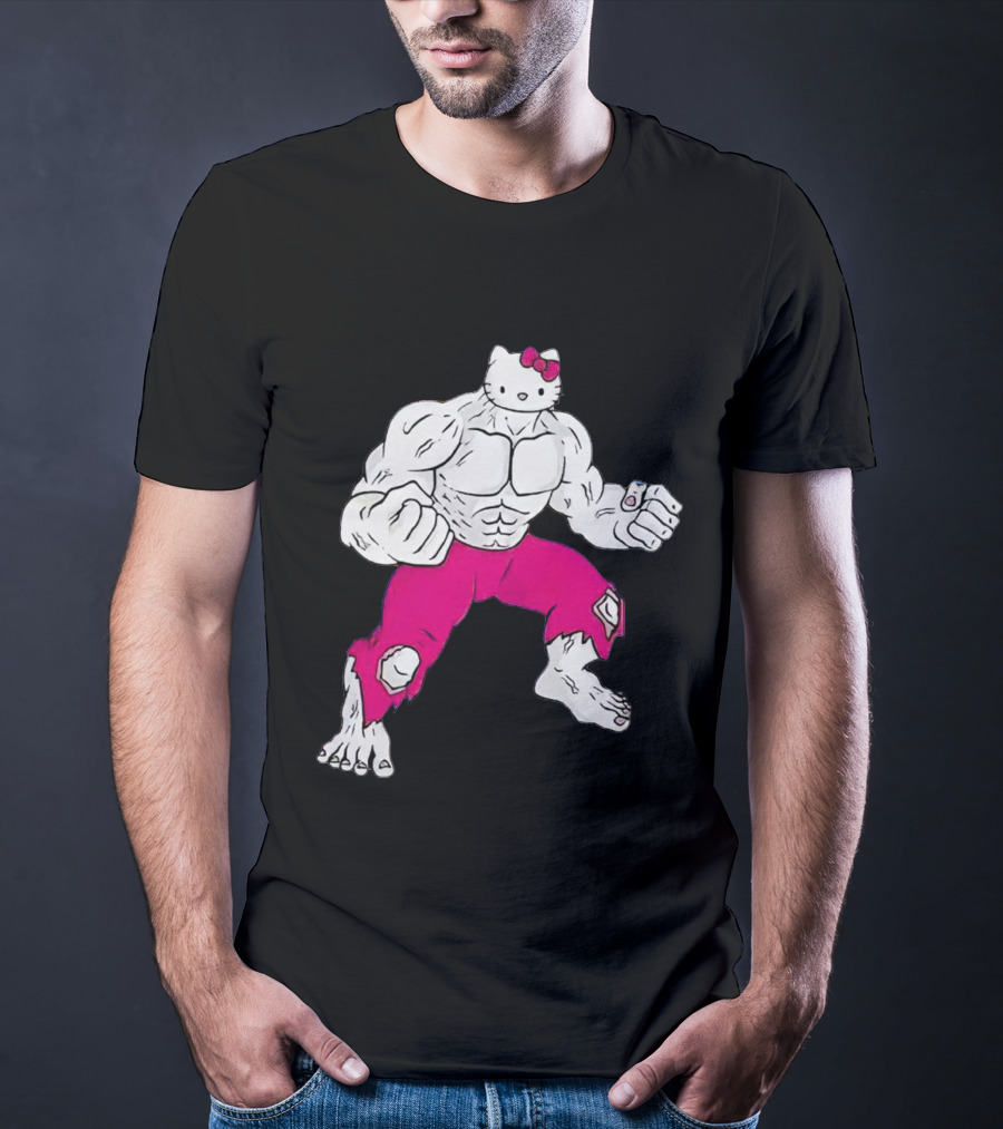 Hello Kitty Meets Hulk Crossover Mashup T-Shirt