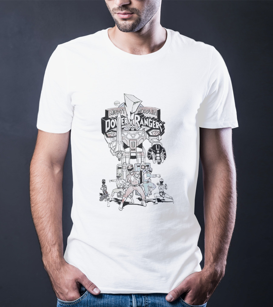 Mighty Morphin Power Rangers Megazord And Rangers Action Scene T-Shirt