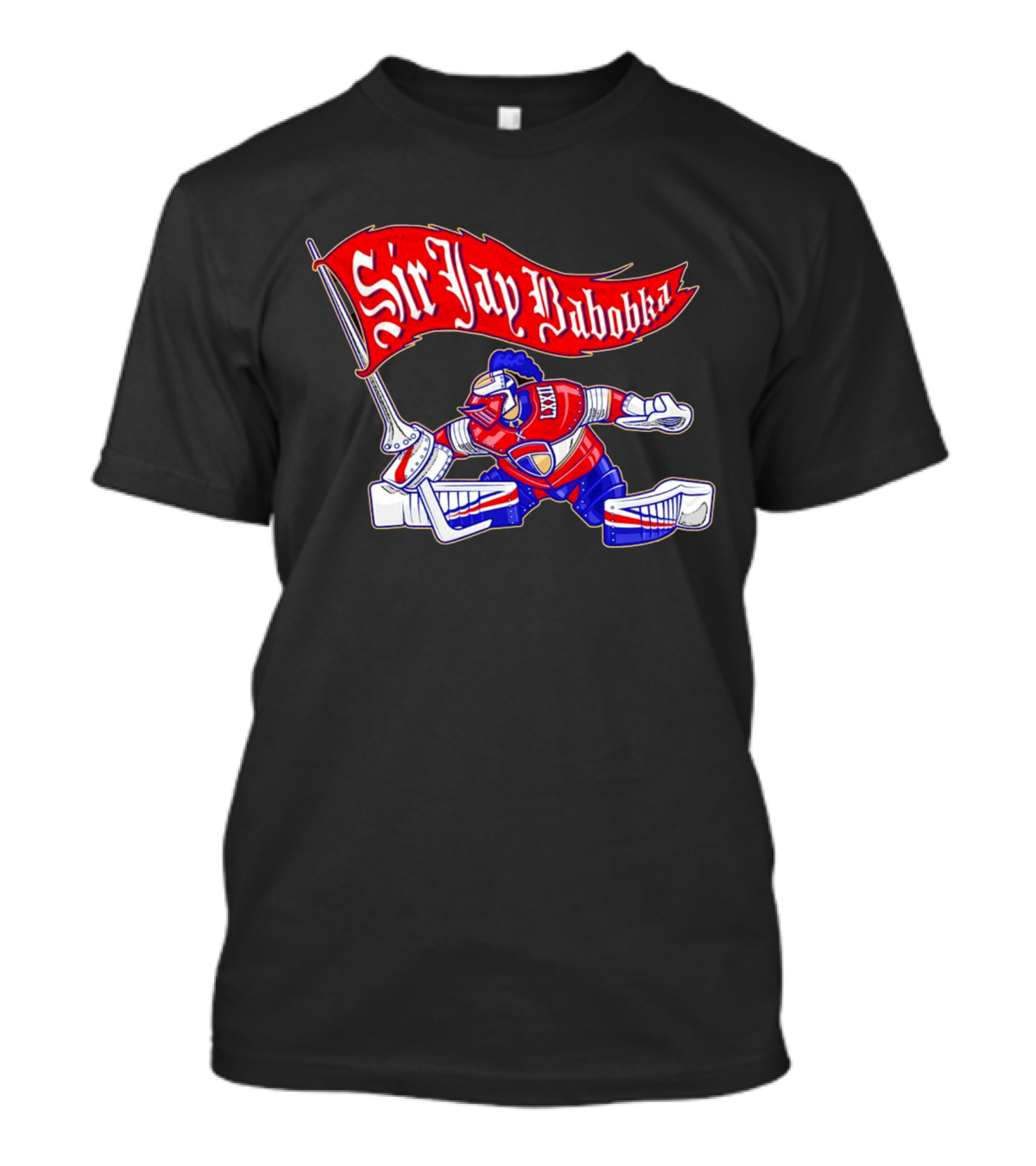 Sir Jay Babobka Hockey Knight With Red Banner T-Shirt