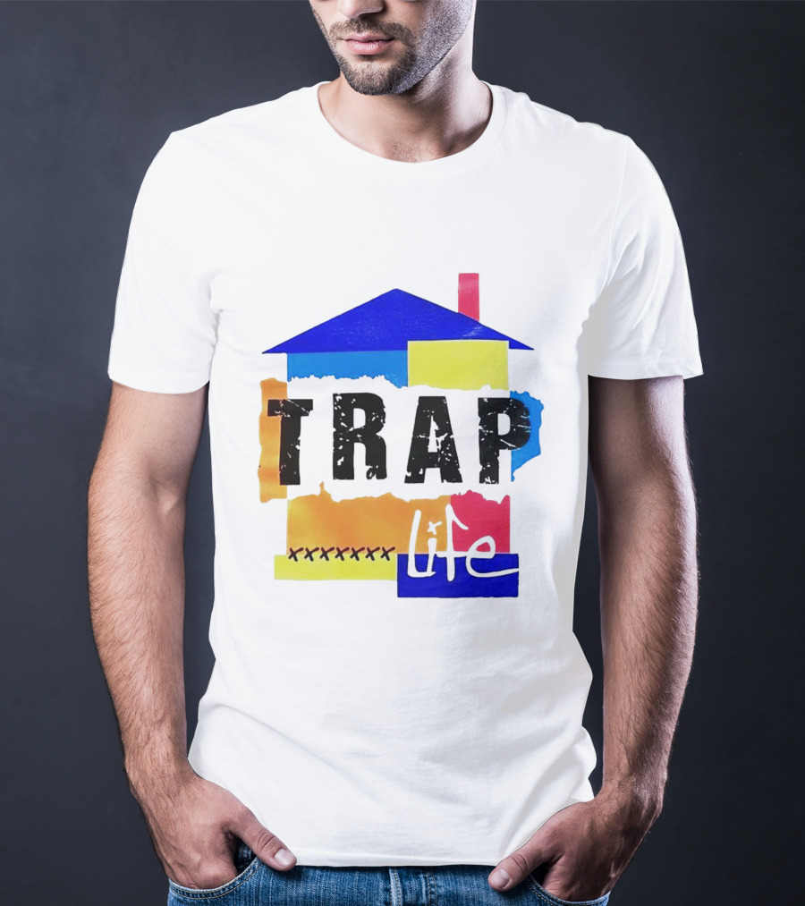 TRAP Life House Design Multicolored Blocks And X Marks T-Shirt