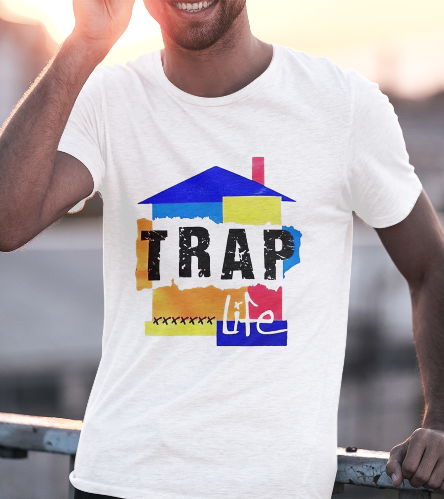 TRAP Life House Design Multicolored Blocks And X Marks T-Shirt