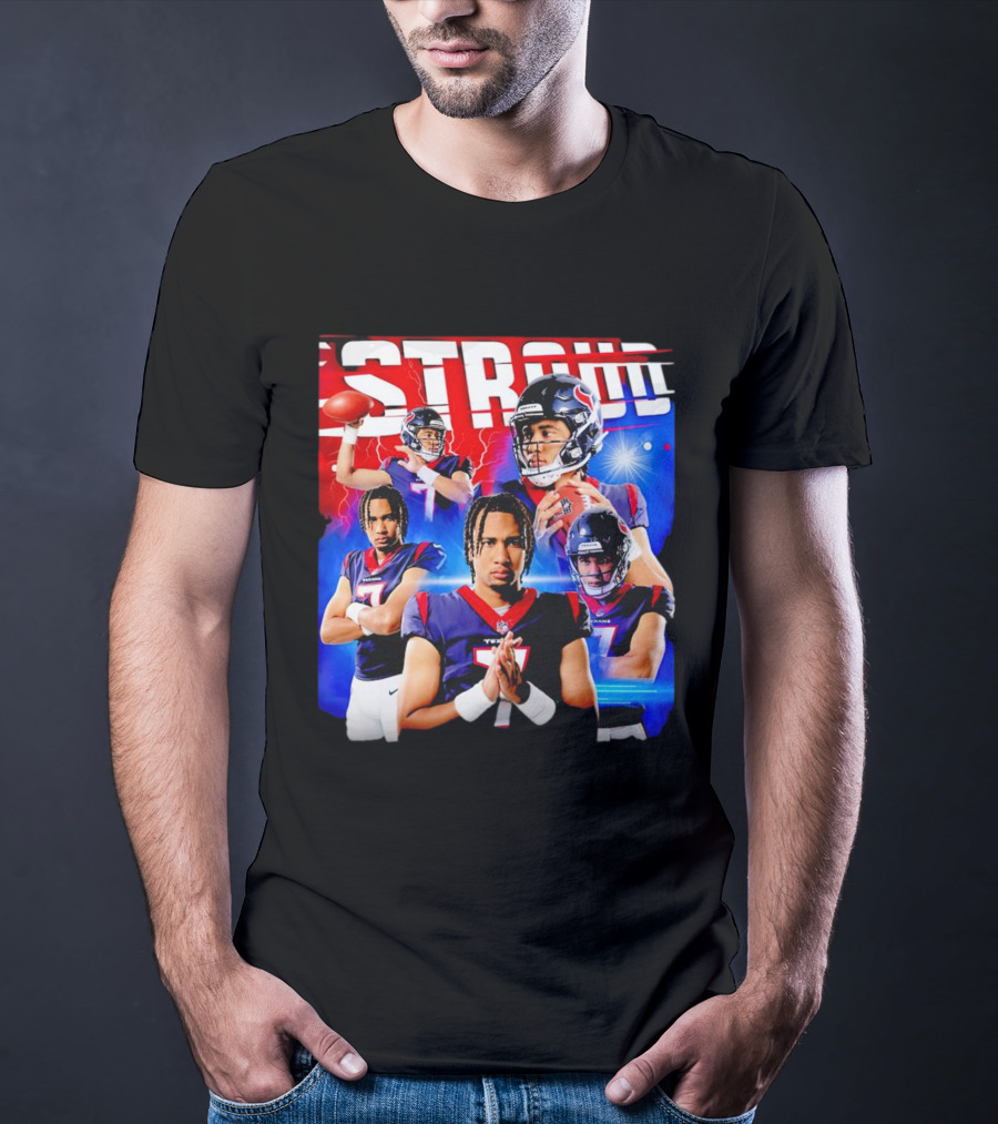 CJ Stroud Houston Texans Quarterback Action Collage T-Shirt