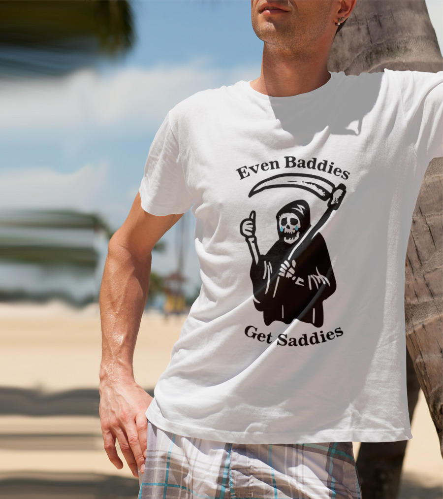 Even Baddies Get Saddies Grim Reaper With Scythe And Thumbs Up T-Shirt