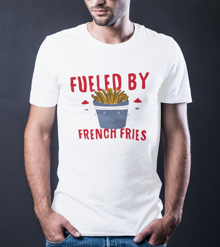 Fueled By French Fries Smiling Cartoon Face With Ketchup Cups T-Shirt