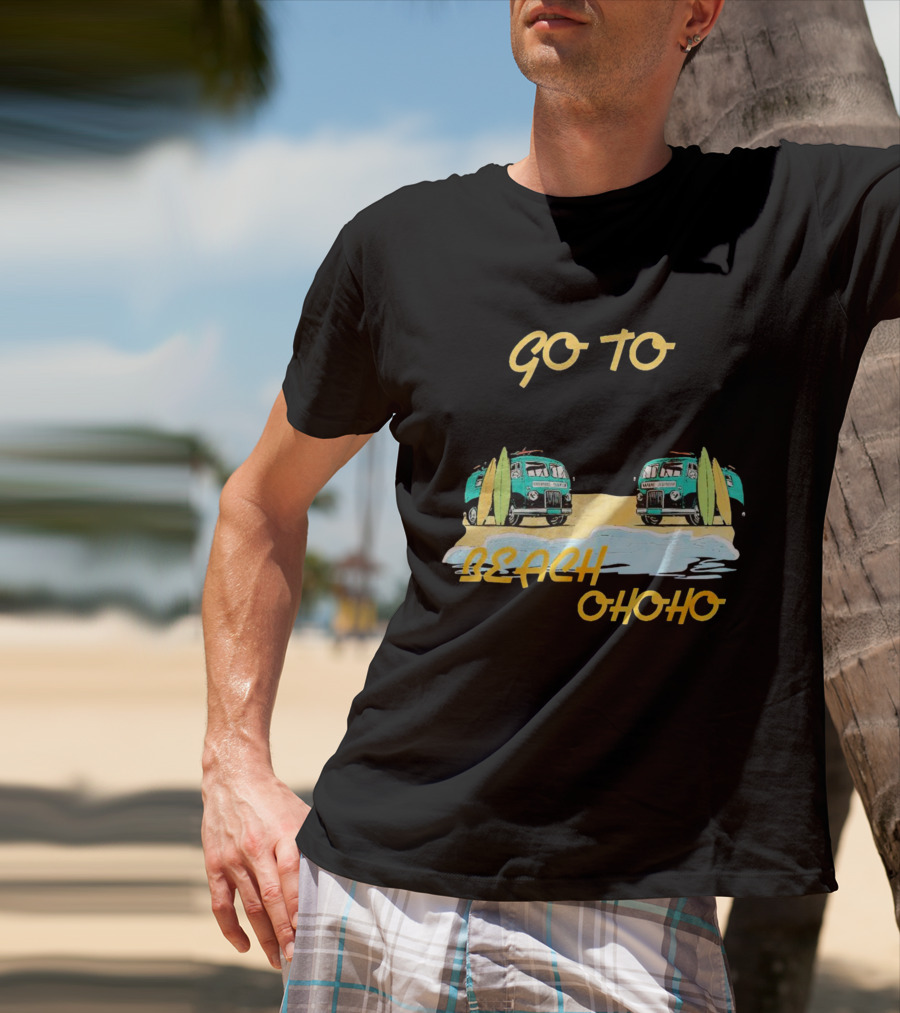 Go To Beach Ohoho Classic Retro Surf Vans And Surfboards T-Shirt