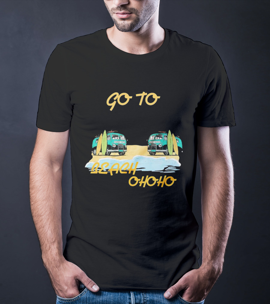 Go To Beach Ohoho Classic Retro Surf Vans And Surfboards T-Shirt