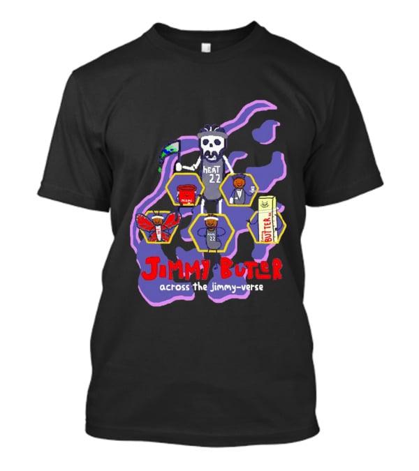 Jimmy Butler Miami Heat 22 Skull Cartoon Across The Jimmy-Verse T-Shirt