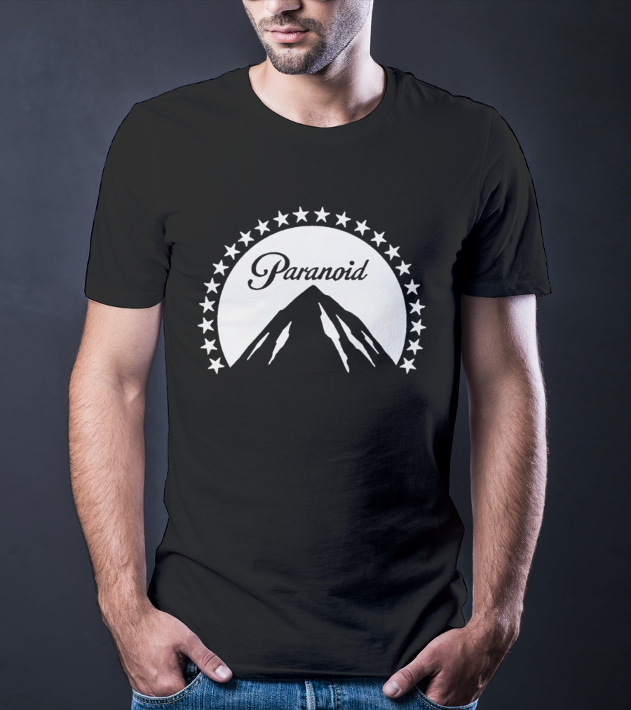 Paramount Paranoid Logo Parody Stars Mountain T-Shirt