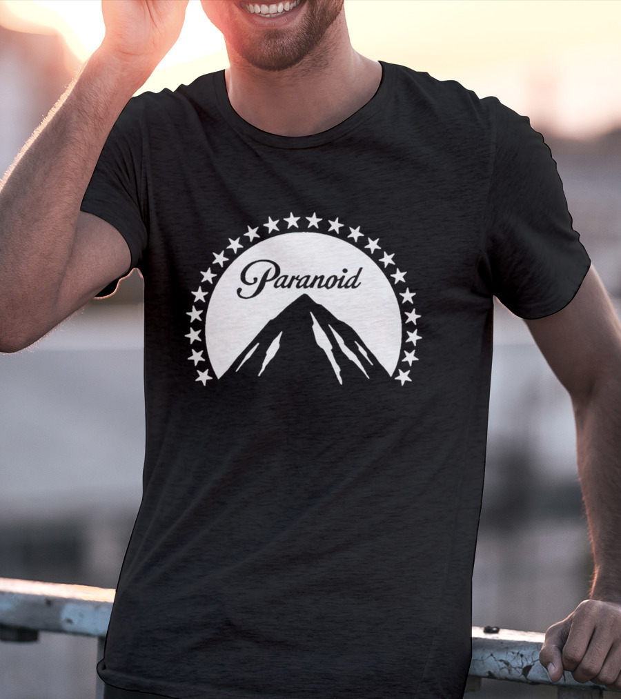 Paramount Paranoid Logo Parody Stars Mountain T-Shirt