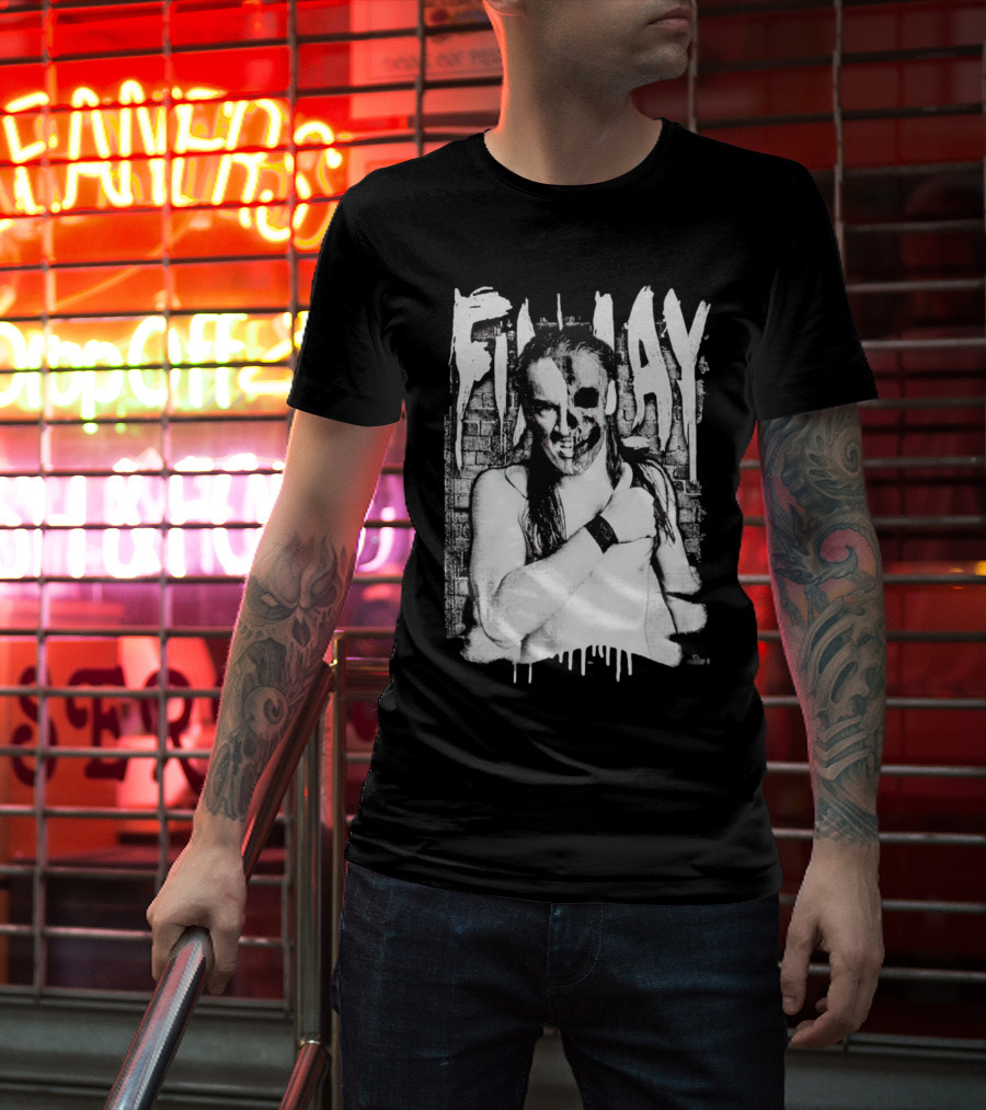 Skull Face Finlay Grunge Style Brick Wall Background T-Shirt