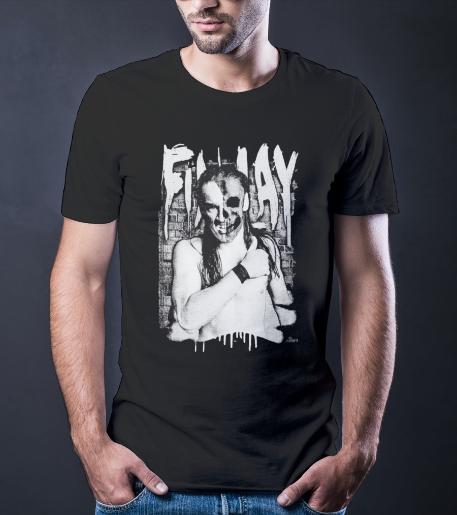 Skull Face Finlay Grunge Style Brick Wall Background T-Shirt